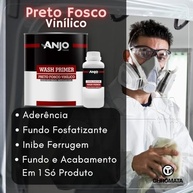 Anjo Kit Tinta Preto Fosco 900ml - Tinta + Catalisador para Metais com Alta Aderência - imagem 3