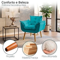 Poltrona Alice Decorativa Azul-turquesa - Conforto e Estilo para Ambientes Modernos - imagem 4