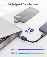 Syntech Adaptador USB C para USB (pacote com 2), 10 Gbps USB3.2 Geração 2 cabe lado a lado, adaptador tipo C macho para fêmea A 3.2 compatível com dispositivos iPhone 17 16 Pro Max/iPad/iMac/MacBook - imagem 3