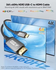 UVOOI Cabo USB C para HDMI Curto 1FT: 4K@60Hz para iPhone 16/15, MacBook, iPad e Galaxy - imagem 3