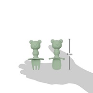 Kit Talheres de Silicone para Bebês Ursinho - Verde | Seguro, Ergonômico e Livre de BPA - imagem 3