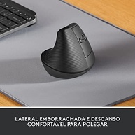 Mouse Sem Fio Logitech Lift Vertical com Design Ergonômico para Redução de Tensão Muscular, Cliques Silenciosos, Conexão Bluetooth ou USB Logi Bolt, Compatível com Windows/macOS/iPadOS - Grafite - imagem 2