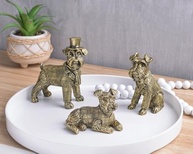 Conjunto de 3 Estatuetas de Cachorro Douradas Vintage em Resina - Decoração Moderna para Casa - imagem 3