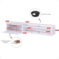Rack Bancada Parede Home Supremo para TV 55" com Nicho e Porta Concha - Design Moderno Branco - imagem 4