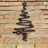 Arte de Parede de Árvore de Natal em Metal 30x17cm - Design Espiral com 6 Estrelas | Decoração Moderna para Ambientes Internos e Externos - imagem 5