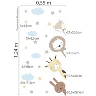 Adesivo de Parede Infantil com Animais e Estrelinhas - Kit Completo para Decoração Divertida - imagem 3