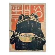 Pôster de Sapo Vintage Japonês com Ramen - Arte de Parede Engraçada 30x40cm - imagem 2