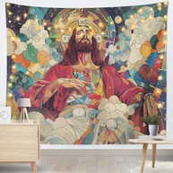 Tapeçaria Engraçada Jesus para Decoração de Parede - 130x150cm | Ideal para Quarto, Sala e Dormitório - imagem 1