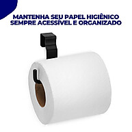 Suporte para Papel HigIÊNico Preto Arthi: Instalação Fácil sem Furar a Parede - imagem 2