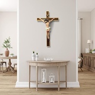 Crucifixo de Parede em Madeira com Cristo em Alto Relevo - 48cm | Decoração Sagrada com Acabamento Premium - imagem 3