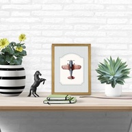 Arte de Parede de Avião Vintage em Moldura de Madeira - Pôster Azul Retrô para Decoração de Quarto Infantil - imagem 5