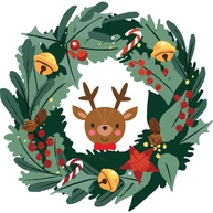 Guirlanda Rena de Natal com Adesivo para Parede e Porta - 40cm | Decoração Fácil e Encantadora - imagem 1