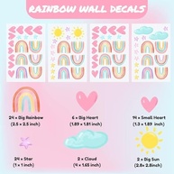 72 Peças Decalques de Parede Boho Arco-íris - Adesivos Aquarela para Quarto de Criança - imagem 4