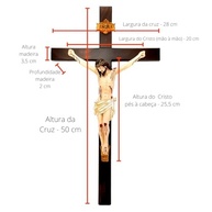 Crucifixo de Parede com Cristo em Resina 50 cm - Decoração Religiosa Clássica para Sala - imagem 3