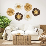 Briful Decoração de Parede Dourada Moderna - 3 Placas de Flores em Metal para Casa e Escritório - imagem 3