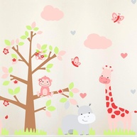 Adesivo de Parede Infantil Safari Menina - Kit Completo para Decoração de Quarto - imagem 1