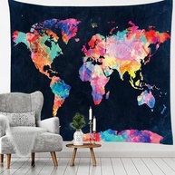 Tapeçaria Mapa do Mundo - Arte de Parede Abstrata para Decoração Moderna e Inspiradora - imagem 5