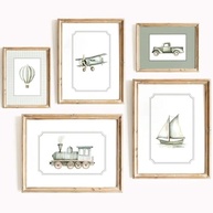 Arte de Parede Infantil em Tela - Trem e Avião Vintage | Decoração de Berçário Sálvia - imagem 2