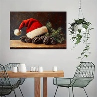 Arte de Parede Vintage Natalina com Pinhas e Chapéu de Papai Noel - Pôster 30,5x45,7cm para Decoração Rústica - imagem 5