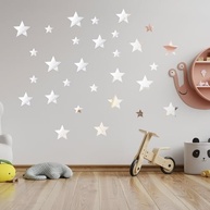 40 Adesivos de Parede Estrela Espelhados 3D em Acrílico Prateado - Decoração Moderna para Sala, Quarto e Home Office - imagem 2
