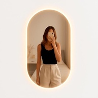 Espelho Oval Led Grande de Parede Sem Fio 80cm | Luz Quente 80x50cm com Suporte - imagem 3