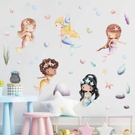 Adesivo de Parede Infantil Sereias Aquarela - Decore o Quarto da Sua Filha com Magia! - imagem 2