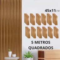 Placas Ripadas Adesivas MDF 3D 45x11cm - Revestimento Moderno para Parede (81 Ripas, Freijó) - imagem 5