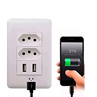 Tomada USB 2 Portas + Tomada 10A: Carregue 2 Celulares na Parede! - imagem 2