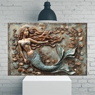 Pôster Mermaid Among Seaflora - Arte de Parede em Tela Rústica Vintage 30x45cm | Decoração Moderna para Casa e Escritório - imagem 2