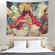 Tapeçaria Engraçada Jesus para Decoração de Parede - 130x150cm | Ideal para Quarto, Sala e Dormitório - imagem 4