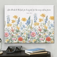 Arte de Parede com Versículo Bíblico Salmo 136:1 - Inspire-se com Fé e Decore com Estilo - imagem 1