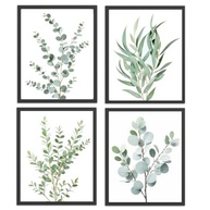 4 Peças de Arte de Parede Botânica Verde Sálvia - Eucalipto Minimalista para Decoração de Quarto, Sala e Banheiro - imagem 2