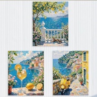 Arte de Parede Costa Italiana com Tema de Limão - 3 Pôsteres Decorativos para Cozinha, Banheiro e Quarto - imagem 2