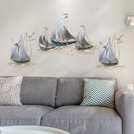 Conjunto de 3 Artes de Parede de Veleiro em Metal - Decoração Náutica Costeira com Estilo Marítimo - imagem 1