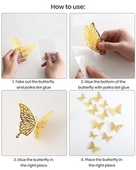 Borboletas 3D Ouro Rosa - Adesivos Decorativos para Parede, Vidro e Ambientes Modernos - imagem 3