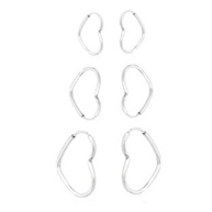 Argola Coração Prata 925: Kit 3 Pares - imagem 2