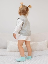 JAKIDAR 12 Pares de Meias de Bebê Antiderrapantes de Algodão para Crianças Pequenas, Meias de Tornozelo para Bebê, Rosa E Rosa Profundo E Azul Escuro 4-7T - imagem 5