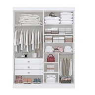 Guarda-Roupa Solteiro 4 Portas 3 Gavetas Paris Plus Branco – Organização Moderna e Estilo para seu Quarto - imagem 5