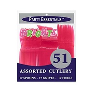 Pacote Combo Talheres Plásticos Rígidos Rosa Neon - 51 Peças Party Essentials - imagem 4