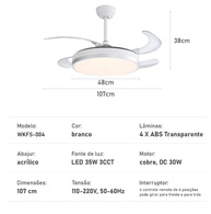 Ventilador de Teto LED com Pás Retráteis 46cm - Controle Remoto e Design Moderno - imagem 3