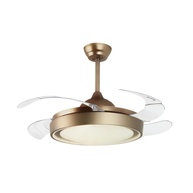 Ventilador de Teto Retrátil 4 Pás Dourado com LED e Pás Transparentes - Controle Remoto - imagem 1