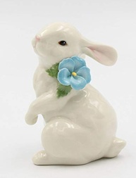 Estatueta de Coelhinho da Páscoa em Porcelana com Flores Azuis - Cosmos Gifts - imagem 2