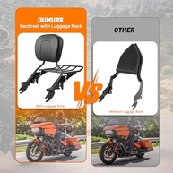 Almofada Encosto Passageiro Sissy Bar Removível Preta com Bagageiro para Harley Touring 2009-2023 - imagem 5