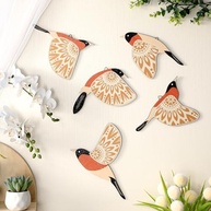 Barydat 5 Peças Arte de Parede Pássaros Voadores Madeira | Decoração Rústica Escandinava para Sala, Quarto e Cozinha - imagem 2