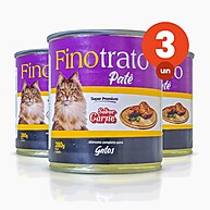 Patê Finotrato Gatos Carne: Kit com 3 Latas 280g - imagem 1