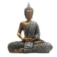 Estátua de Buda Hindu em Resina Dourada e Prateada - 19,5cm | Paz, Espiritualidade e Decoração Elevada - imagem 4