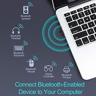 Adaptador Bluetooth para PC, receptor de dongle Bluetooth 5.0 para transferência sem fio para laptop, suporta Windows 10/8.1/8/7/XP para desktop, laptop, mouse, teclado, impressoras, - imagem 3