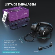 FIFNE Fone de ouvido para jogos de PC, fone de ouvido USB com som surround 7.1, microfone removível, caixa de controle, conector de 3,5 mm,com fio sobre a orelha para PS5/Xbox/Switch-H9 preto - imagem 4