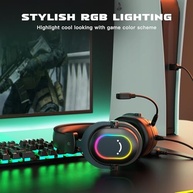 FIFINE Fone de ouvido jogos para PC - fones de ouvido USB com fio e microfone para computador com som surround 7.1 para PS4/PS5 no laptop/streaming, com modo EQ, RGB, almofadas macias - AmpliGame H6 - imagem 5