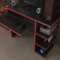 Mesa Escrivaninha Gamer Preto/Vermelho - Design Ergonômico para PC e Escritório - imagem 4